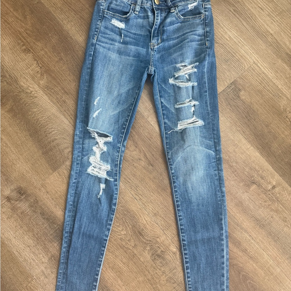 American Eagle Outfitters Ripped Blue Skinny Jeans